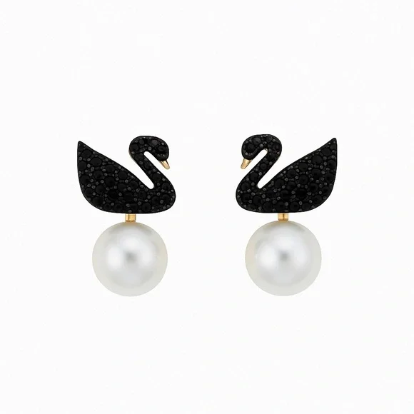 Swarovski Jewelry Swarovski Black Swan Pearl Earrings Poshmark